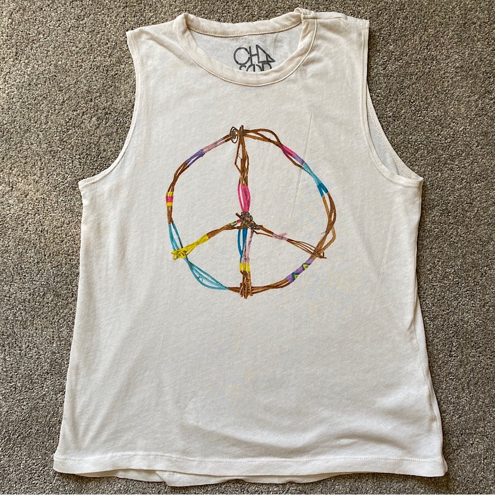 🎉Chaser Peace Tank, Women’s Size Med, Cream/Pink/Purple/Blue/Brown - EVER…